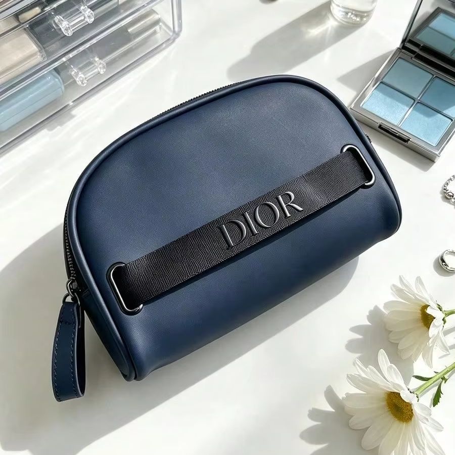 Luxury Bags Dior - Dior Navy Blue Half Moon Cosmetic