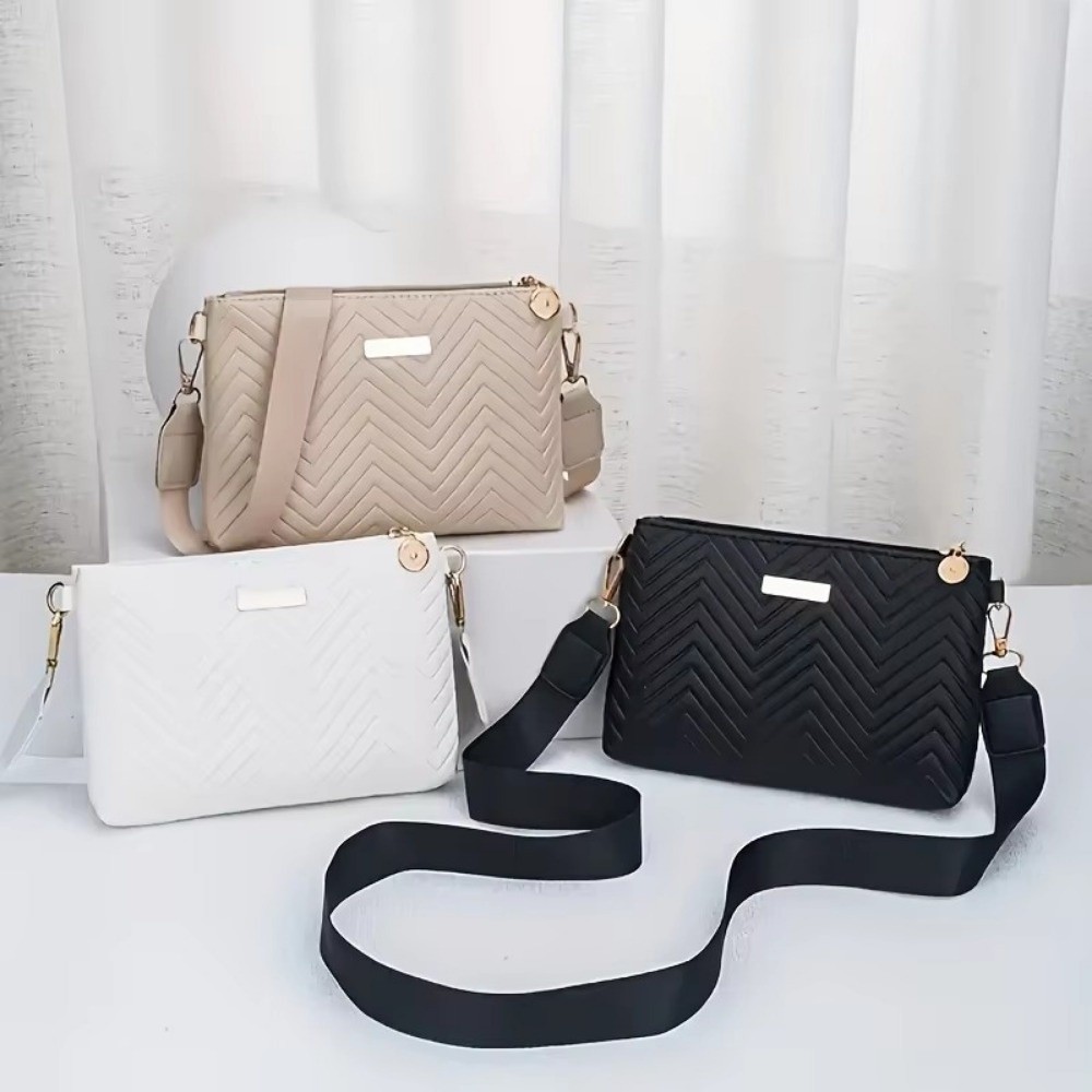 Chain Crossbody Quilted - Minimalist Quilted Chain Crossbody Bag PU