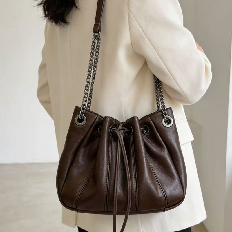 Fashion Drawstring Bucket Bag  - Chain Crossbody Quilted ulasan dan harga