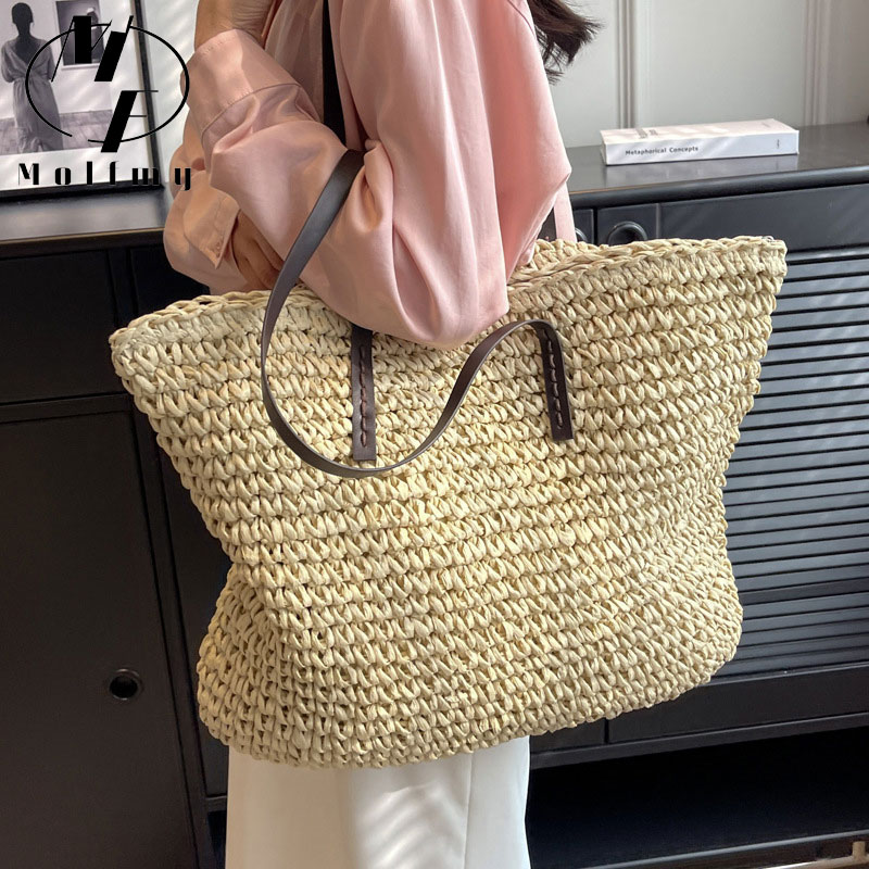 Straw Woven Tote Bags Casual L - Luxury Bags Made ulasan dan harga