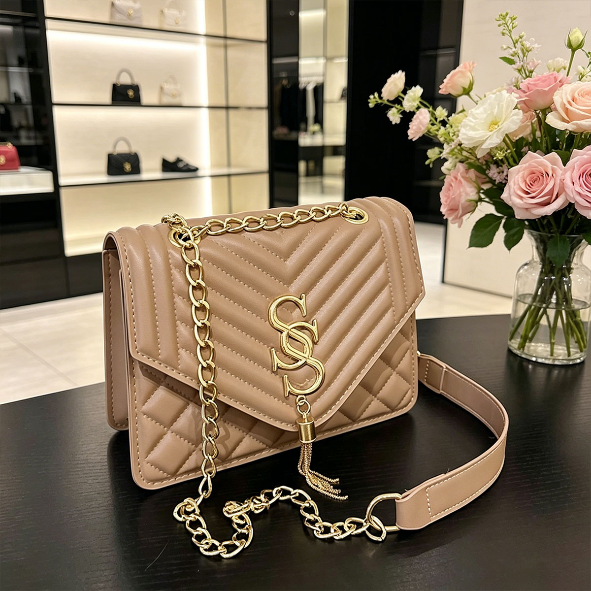 Light Luxury Elegant Argyle Qu - Chain Crossbody Quilted ulasan dan harga