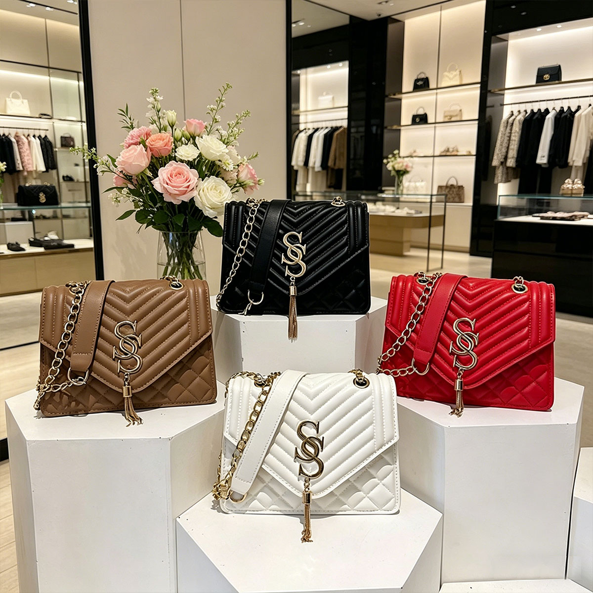 Light Luxury Elegant Argyle Qu - Chain Crossbody Quilted ulasan dan harga